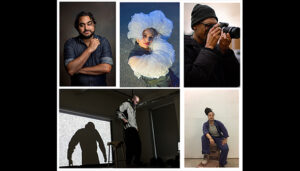 Aurora Dallas, PLC Group Artist Grant Winners. From top left-Ruben Carrazana, Christian Cruz, Austin Jordan Johnson, Gerald L. Leavell II, and Jer’Lisa Joyce Devezin.